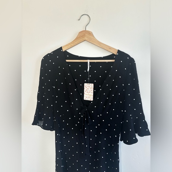FREE PEOPLE | BNWT All yours black and white polka dot dress | size 2 - Picture 5 of 10